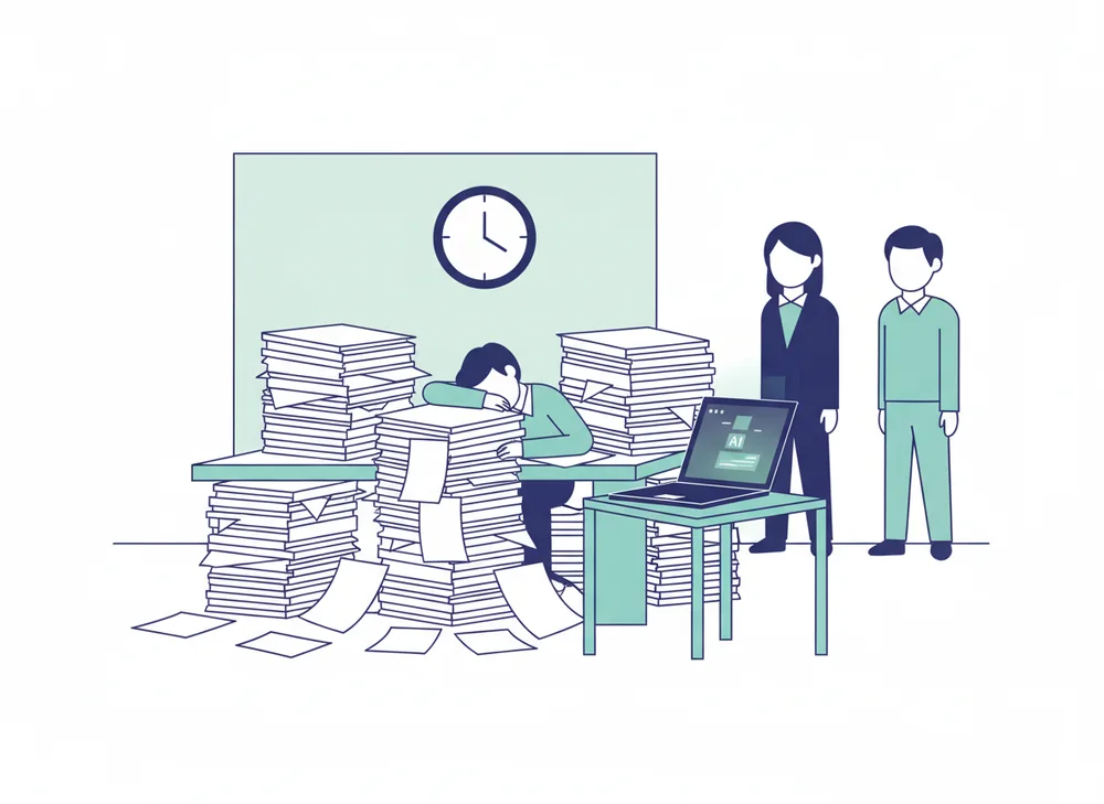AI研修を受けたが現場では使われていないイメージ